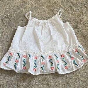 Janie and Jack White Camisole with Floral Embroidery